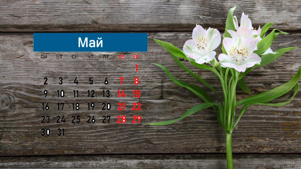 календарь на май