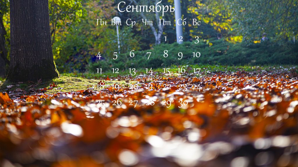 осенний пейзаж с календарем