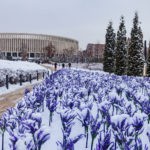 Парк галицкого в Краснодаре зимой в снегу.